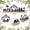 Nativity Sets for Christmas Indoor Decor Black Metal Nativity Scene with Wooden Base People Nativity Set Decorations for Christmas Xmas Home Table Shelf (Classic)